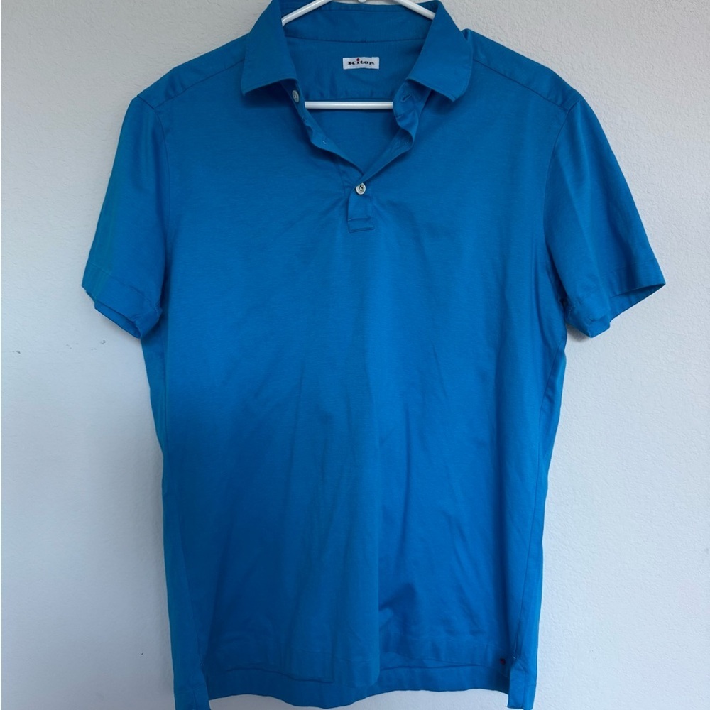 Kiton Positano Cotton Polo blue 17/39 - Picture 4 of 12